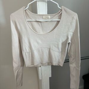 PacSun Cream Long Sleeve Crop Top
